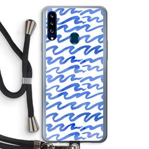 CaseCompany Blauwe golven: Samsung Galaxy A20s Transparant Hoesje met koord