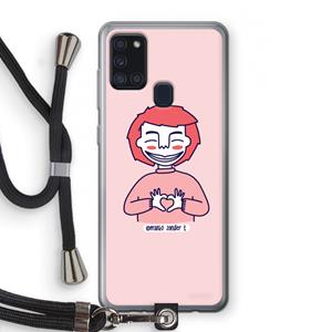 CaseCompany Hartje: Samsung Galaxy A21s Transparant Hoesje met koord