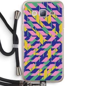 CaseCompany Skew Blush 1: Samsung Galaxy J3 (2016) Transparant Hoesje met koord