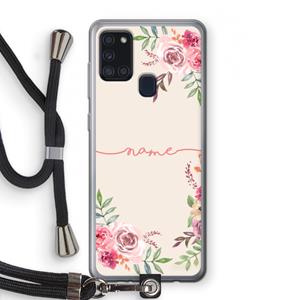 CaseCompany Rozen: Samsung Galaxy A21s Transparant Hoesje met koord