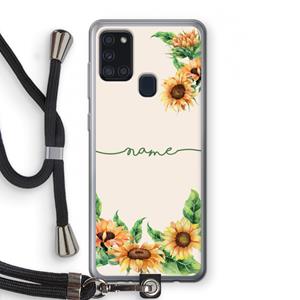 CaseCompany Zonnebloemen: Samsung Galaxy A21s Transparant Hoesje met koord
