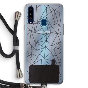 CaseCompany Geometrische lijnen zwart: Samsung Galaxy A20s Transparant Hoesje met koord