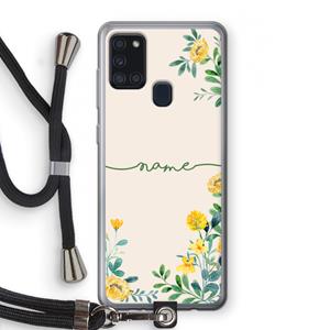 CaseCompany Gele bloemen: Samsung Galaxy A21s Transparant Hoesje met koord