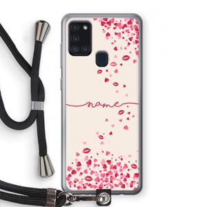 CaseCompany Hartjes en kusjes: Samsung Galaxy A21s Transparant Hoesje met koord