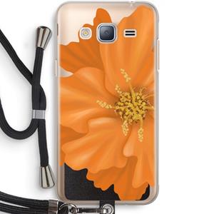 CaseCompany Orange Ellila flower: Samsung Galaxy J3 (2016) Transparant Hoesje met koord
