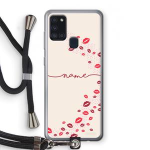 CaseCompany Kusjes: Samsung Galaxy A21s Transparant Hoesje met koord
