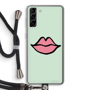 CaseCompany Kusje: Samsung Galaxy S21 Plus Transparant Hoesje met koord