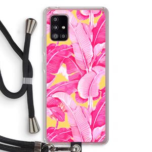 CaseCompany Pink Banana: Samsung Galaxy A51 5G Transparant Hoesje met koord