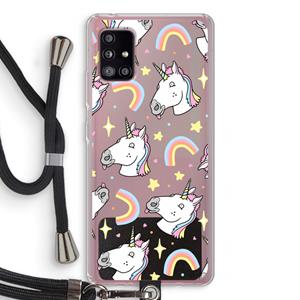 CaseCompany Rainbow Unicorn: Samsung Galaxy A51 5G Transparant Hoesje met koord