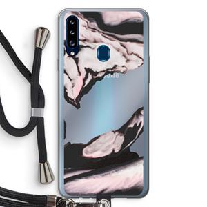 CaseCompany Roze stroom: Samsung Galaxy A20s Transparant Hoesje met koord
