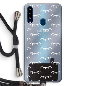 CaseCompany Wimpers: Samsung Galaxy A20s Transparant Hoesje met koord