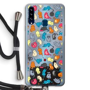 CaseCompany Kleurrijke katten: Samsung Galaxy A20s Transparant Hoesje met koord