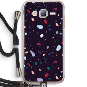 CaseCompany Dark Rounded Terrazzo: Samsung Galaxy J3 (2016) Transparant Hoesje met koord
