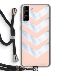 CaseCompany Marmeren pijlen: Samsung Galaxy S21 Plus Transparant Hoesje met koord