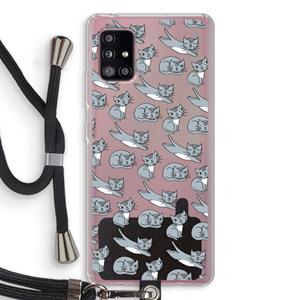 CaseCompany Poezen: Samsung Galaxy A51 5G Transparant Hoesje met koord
