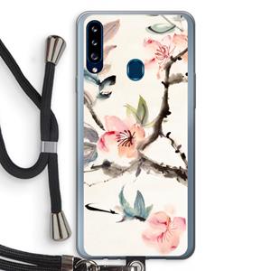 CaseCompany Japanse bloemen: Samsung Galaxy A20s Transparant Hoesje met koord