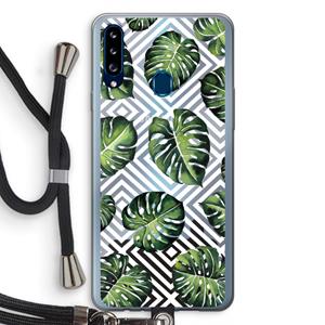 CaseCompany Geometrische jungle: Samsung Galaxy A20s Transparant Hoesje met koord