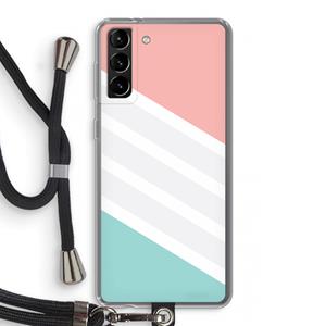 CaseCompany Strepen pastel: Samsung Galaxy S21 Plus Transparant Hoesje met koord