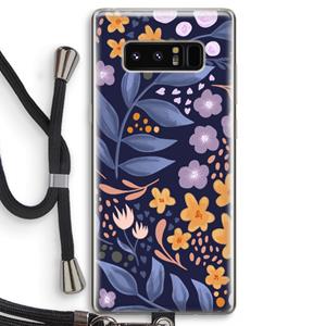 CaseCompany Flowers with blue leaves: Samsung Galaxy Note 8 Transparant Hoesje met koord