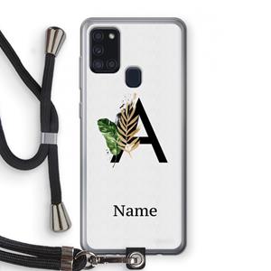 CaseCompany Charcoal Flora: Samsung Galaxy A21s Transparant Hoesje met koord