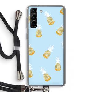 CaseCompany Ananasjes: Samsung Galaxy S21 Plus Transparant Hoesje met koord