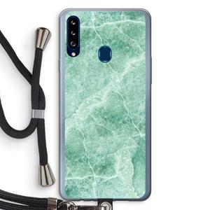 CaseCompany Groen marmer: Samsung Galaxy A20s Transparant Hoesje met koord