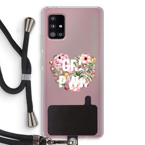 CaseCompany GRL PWR Flower: Samsung Galaxy A51 5G Transparant Hoesje met koord