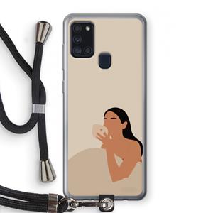 CaseCompany Fresh coffee: Samsung Galaxy A21s Transparant Hoesje met koord