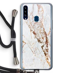 CaseCompany Goud marmer: Samsung Galaxy A20s Transparant Hoesje met koord