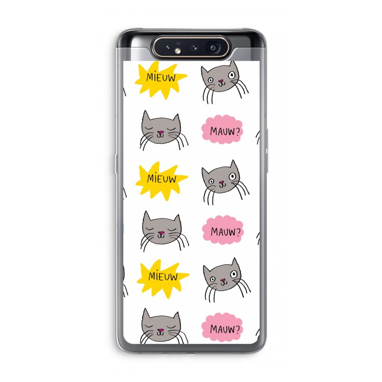 CaseCompany Meow: Samsung Galaxy A80 Transparant Hoesje