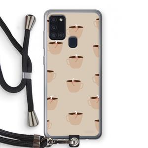 CaseCompany Morning coffee: Samsung Galaxy A21s Transparant Hoesje met koord