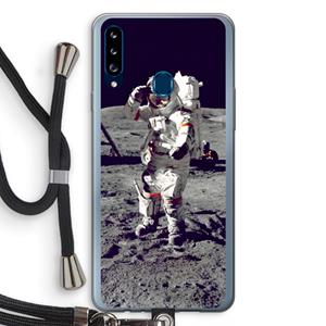 CaseCompany Spaceman: Samsung Galaxy A20s Transparant Hoesje met koord