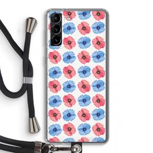 CaseCompany Klaproosjes: Samsung Galaxy S21 Plus Transparant Hoesje met koord