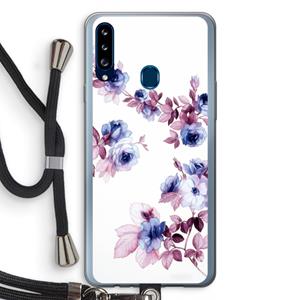 CaseCompany Waterverf bloemen: Samsung Galaxy A20s Transparant Hoesje met koord