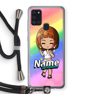 CaseCompany Chibi Maker vrouw: Samsung Galaxy A21s Transparant Hoesje met koord