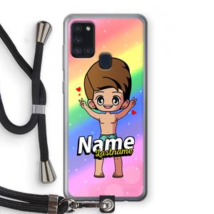 CaseCompany Chibi Maker man: Samsung Galaxy A21s Transparant Hoesje met koord