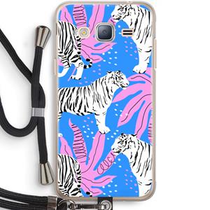 CaseCompany Tijger: Samsung Galaxy J3 (2016) Transparant Hoesje met koord