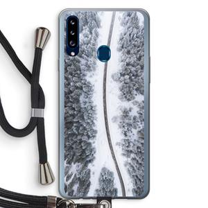 CaseCompany Snøfall: Samsung Galaxy A20s Transparant Hoesje met koord