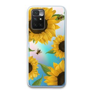 CaseCompany Sunflower and bees: Xiaomi Redmi 10 Transparant Hoesje