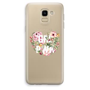 CaseCompany GRL PWR Flower: Samsung Galaxy J6 (2018) Transparant Hoesje