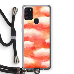 CaseCompany Lichte Wolken: Samsung Galaxy A21s Transparant Hoesje met koord