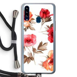 CaseCompany Roosjes: Samsung Galaxy A20s Transparant Hoesje met koord