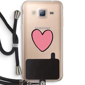 CaseCompany Hartje: Samsung Galaxy J3 (2016) Transparant Hoesje met koord