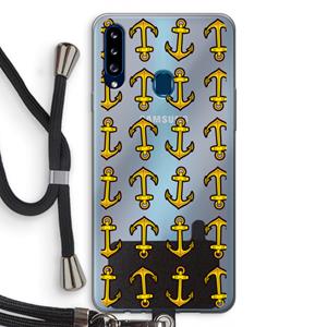 CaseCompany Musketon Anchor: Samsung Galaxy A20s Transparant Hoesje met koord