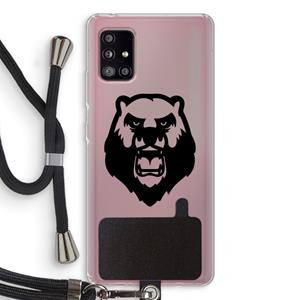 CaseCompany Angry Bear (black): Samsung Galaxy A51 5G Transparant Hoesje met koord