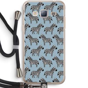 CaseCompany Zebra: Samsung Galaxy J3 (2016) Transparant Hoesje met koord