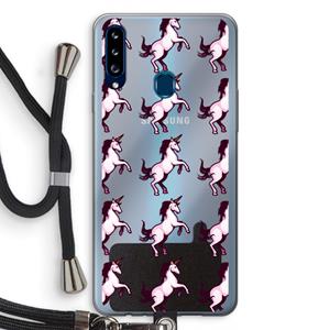 CaseCompany Musketon Unicorn: Samsung Galaxy A20s Transparant Hoesje met koord