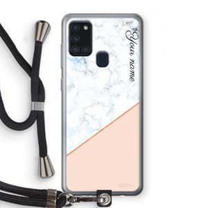 CaseCompany Marmer in stijl: Samsung Galaxy A21s Transparant Hoesje met koord
