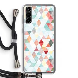 CaseCompany Gekleurde driehoekjes pastel: Samsung Galaxy S21 Plus Transparant Hoesje met koord