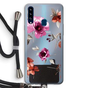CaseCompany Geschilderde bloemen: Samsung Galaxy A20s Transparant Hoesje met koord